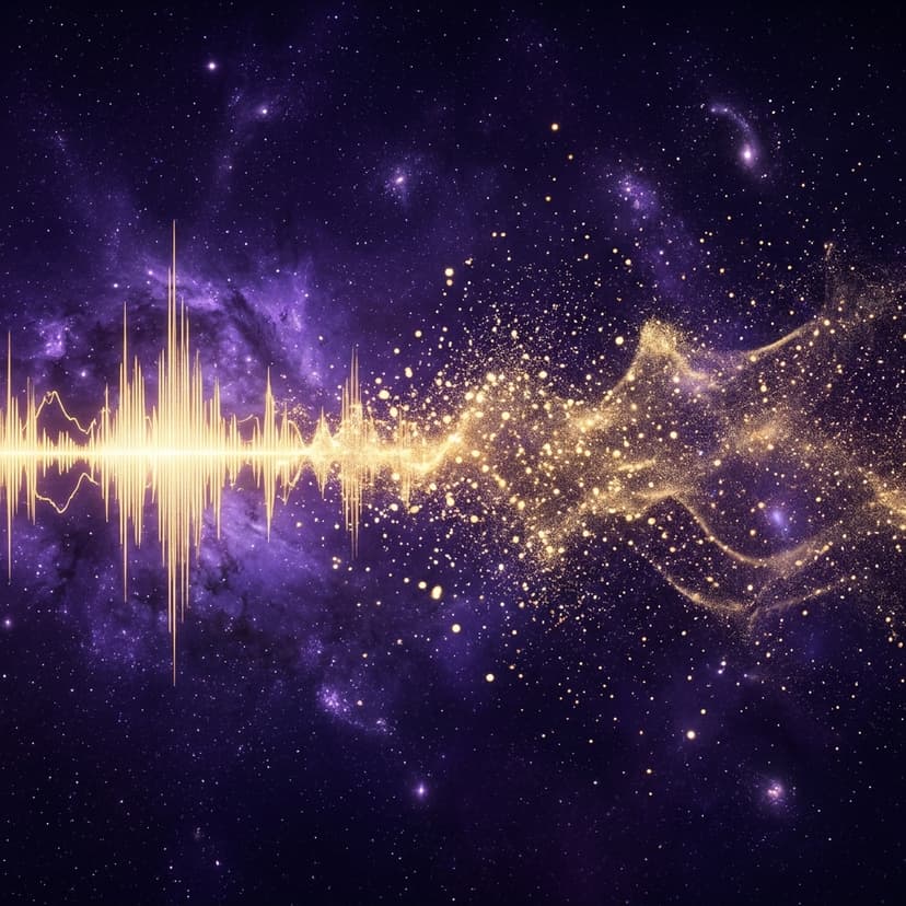 Voice soundwave dissolving into stardust in RAM